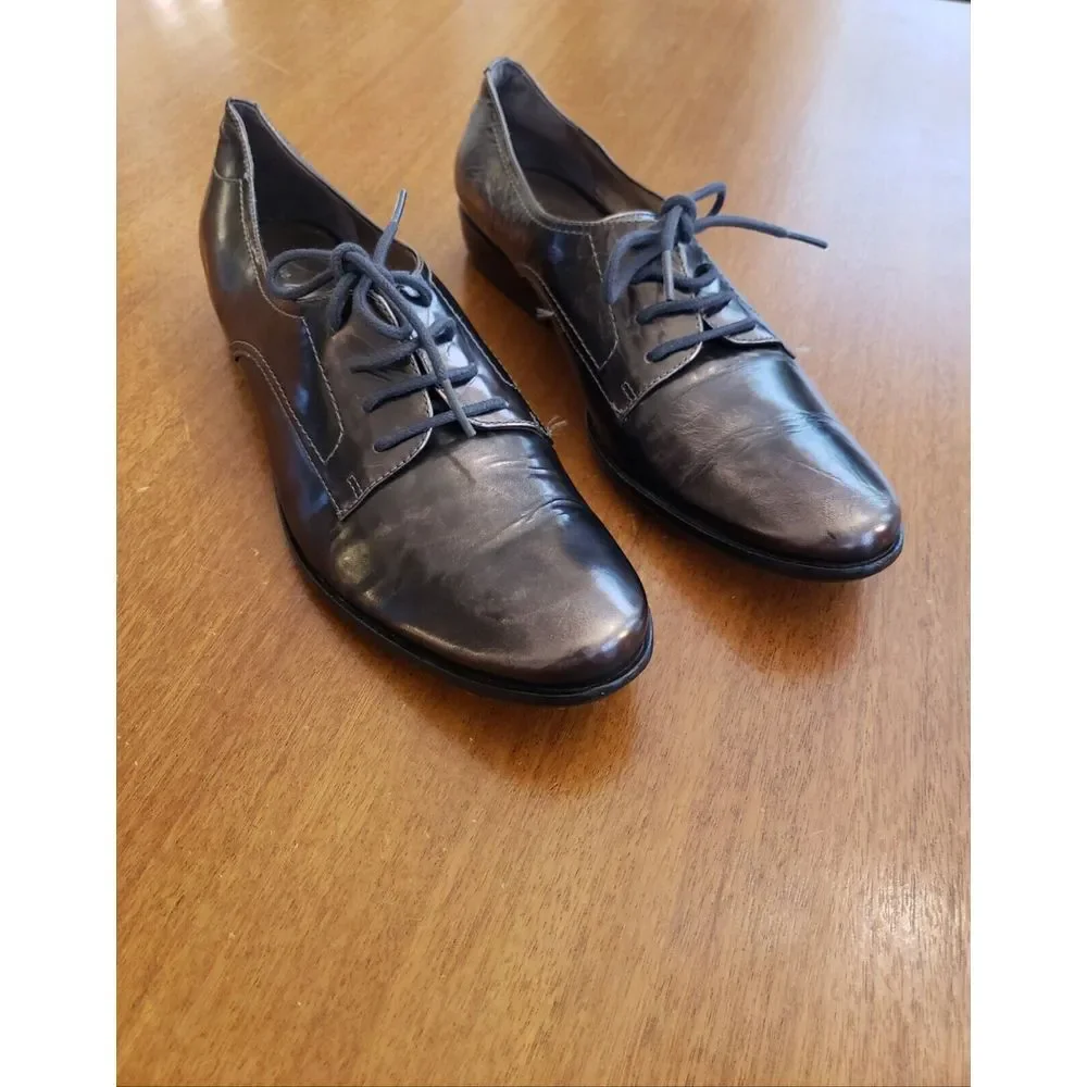 Pour La Victoire Leather Lace Up Oxford Shoes Metallic Copper Bronze 8‎ Derby